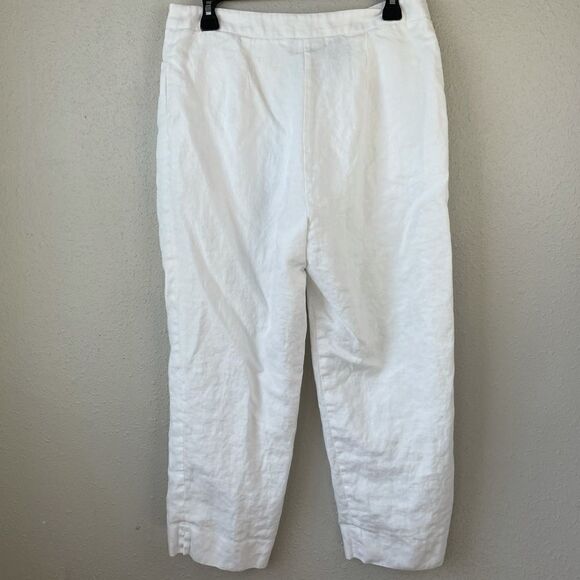 Jones New York Signature White Linen Cropped Pants - Picture 6 of 6